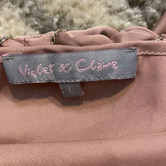 Dusty Rose Tank with twisted chain collar - Picture 3 of 4